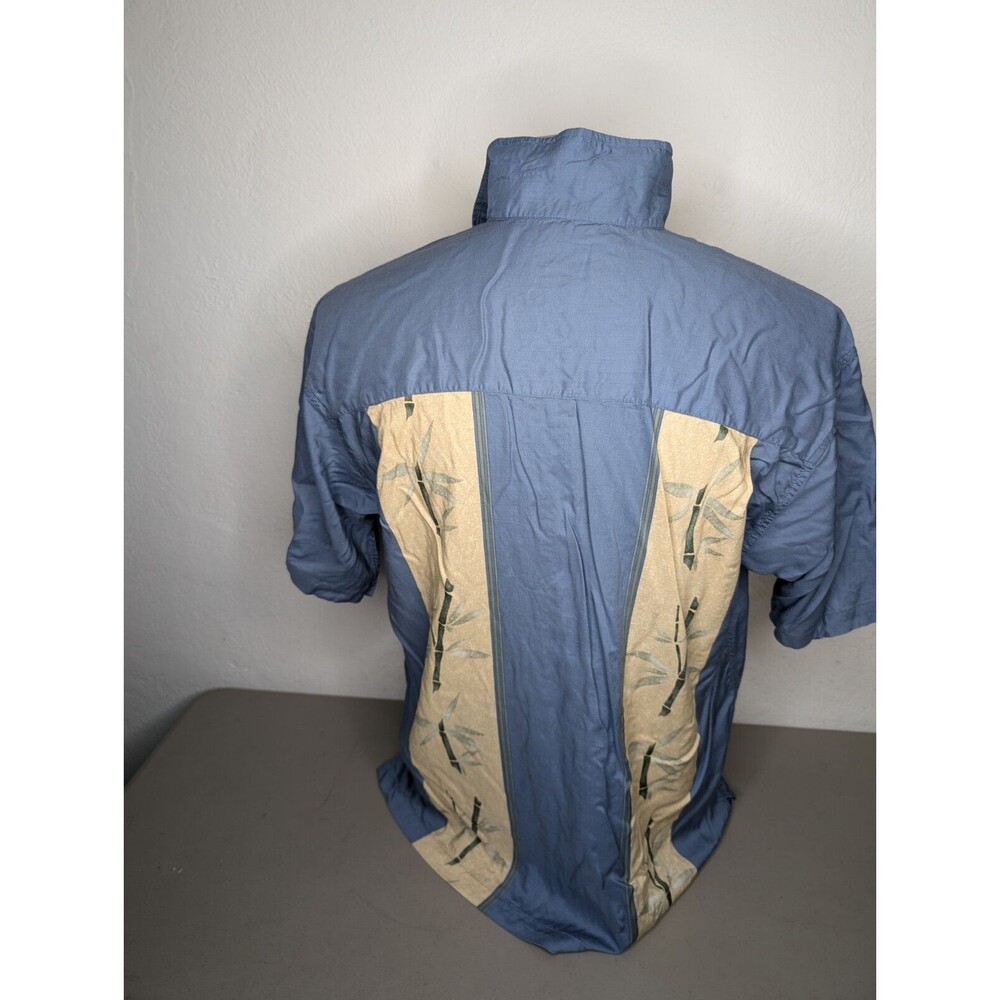 The Hawaiian Original Hilo Hattie Mens Hawaiian Shirt Size L Blue Bamboo Print‎ - Picture 5 of 8
